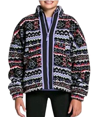 DSG NWT Cozy Fleece Full Zip Funky Fair Isle Girl's Large - Image 1 of 4