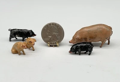 LOTE Gran Bretaña 1930 CERDOS CERDOS LECHONES Pintados en Frío PLOMO Granja Animales Figuras JUGUETES Foto 1 de 4