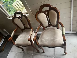 Pair of Casa Padrino Luxury Baroque Style Padded Chairs with Armrests. - Picture 1 of 13