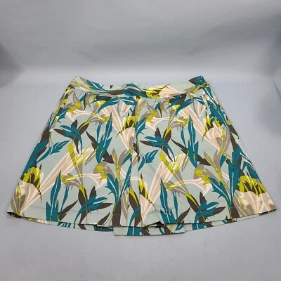 Falda corta Liz Golf 18" marrón azul blanco verde floral para mujer talla 14 bolsillos Foto 1 de 4