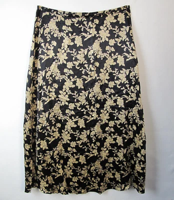 LIMITED Black Long Floral Side Button SILK Skirt Size 12 (32'Waist) - Image 1 of 4