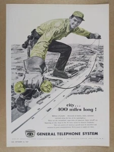 1957 Allgemeine Telefonanlage Lineman Illustration Kunst Vintage Druck Werbung - Bild 1 von 1