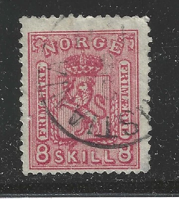 SELLO NORUEGA #15 — 1867 -- 8s CARMNE ROSE -- USADO Foto 1 de 2