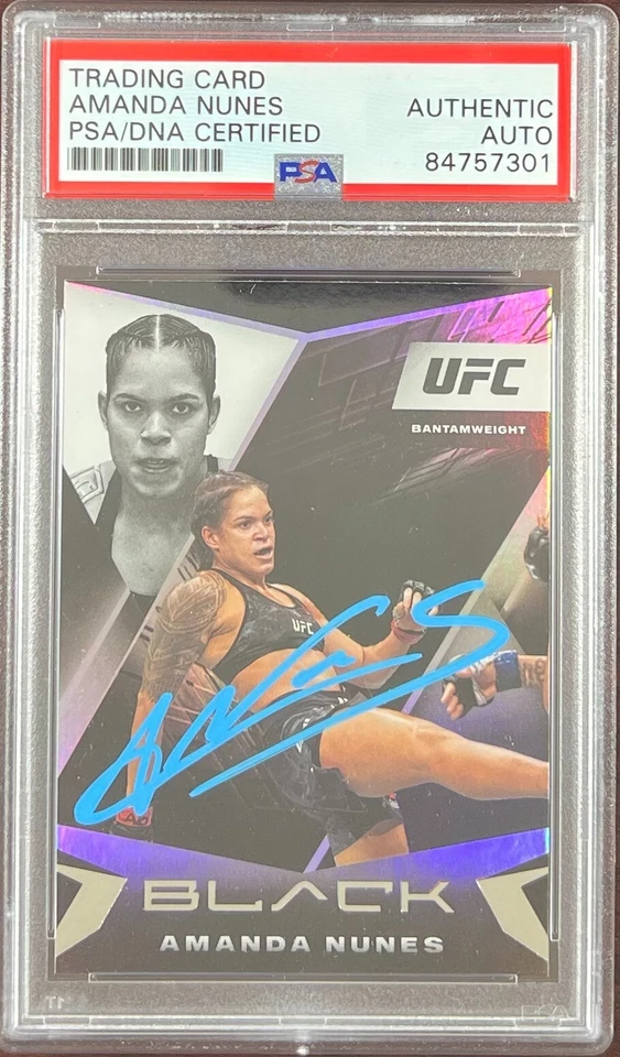Amanda Nunes auto 2021 Panini Chronicles Black card #105 UFC PSA Encapsulated - Image 1 of 3