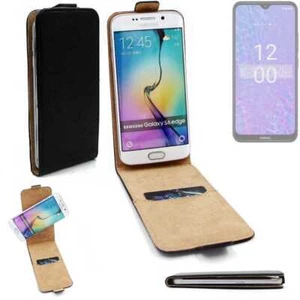 For Nokia C210 protective case cover bag Flip Case Universal black leatherette b - Picture 1 of 7
