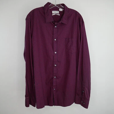 Claiborne Stretch Slim Fit Shirt 2XL Red Black Button Up Polkadots L/S Cotton - Image 1 of 4