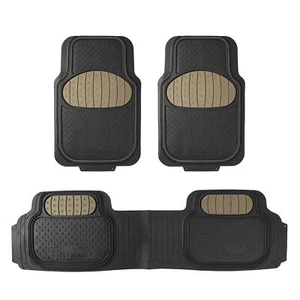 FH Group Universal Auto Floor Mats Full Set 3pcs for Car SUV Vans F11500Beige - Picture 1 of 5
