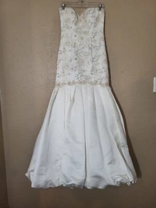 Oleg Cassini Collection For David Bridal Strapless Ivory Wedding Gown, SZ 6. - Picture 1 of 5