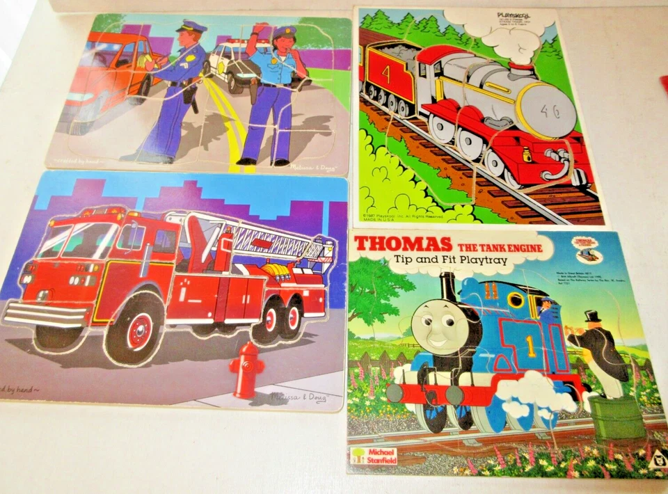 Thomas El Tanque Policía Tren Camión de Bomberos Rompecabezas de Madera Preescolar Guardería Juguete Lote Foto 1 de 1