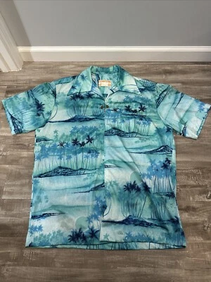 Camisa Hawaiana De Colección Waltah Clarke’s Talla L Años 60 70 Palmeras Isla Garra Cremallera Foto 1 de 4