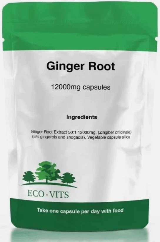 ECOVITS Ginger Root 12,000mg Capsules – Digestive Health & Natural Anti-Inflammatory