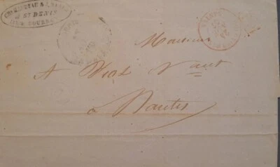REUNION 1857 Entire St Denis To Nantes France No Stamp Cover Postal History B8 - Image 1 of 4