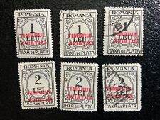 (6) ROMANIA 1931 POSTAGE DUE OVPTD IN RED (3) RA120 D2 & (3) RA121 D2