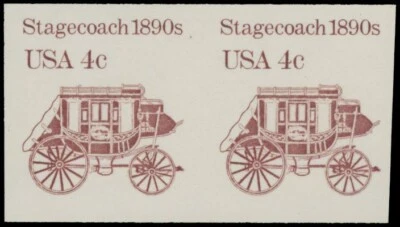 1986, USA STAGECOACH, 4C, HORIZONTAL IMPERF PAIR OF COIL STAMPS, NH, SC.#2228a - Image 1 of 2