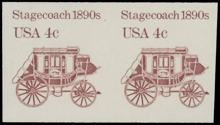 1986, USA STAGECOACH, 4C, HORIZONTAL IMPERF PAIR OF COIL STAMPS, NH, SC.#2228a - Image 1 of 2