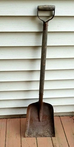 Vintage Farm Garden Tools Farm Shovel, Primitive Red Faded Wood Handle (d3C) Cover