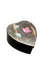 Vintage Heart Soapstone Dyed Mother of Pearl Inlaid Lidded Trinket Box