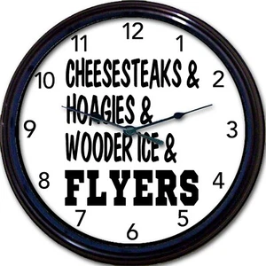 Philadelphia Flyers Cheesesteaks Hoagies Water Ice Wooder 10" Wall Clock - Picture 1 of 1