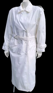 90s Long Trench Coat White Spy City Girl Carmen Sandiego Rainguard Classic M - Picture 1 of 23