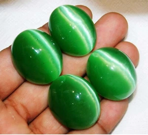 Hermosas gemas naturales de cabujón ojo de gato (4 piezas) crisoberilo verde - Imagen 1 de 9