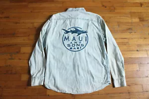 Camicia MAUI AND SONS AMERICAN EAGLE COLLAB jeans denim chambray con bottoni invecchiati - Foto 1 di 9