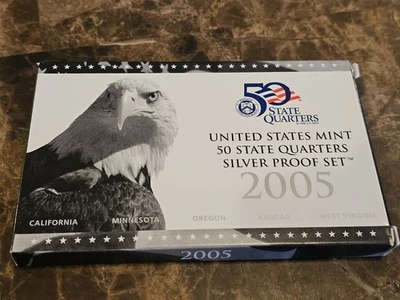 2005 UNITED STATES MINT  SILVER PROOF SET STATE QUARTERS - CA, MN, OR, KS AND WV - Image 1 of 4