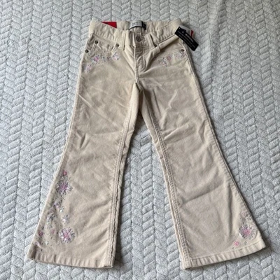 Pantalones de mezclilla acampanados bordados florales beige GAP para niños nuevos con etiquetas Foto 1 de 4