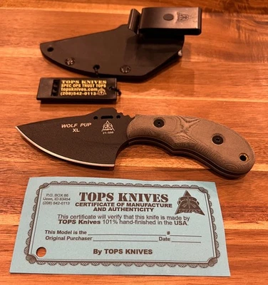  NEW Tops Wolf Pup XL Knife Full Tang Micarta Handle GREAT Deal! - Image 1 of 4