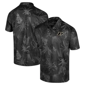 Men's Colosseum Black Purdue Boilermakers Big & Tall Palms Polo - Picture 1 of 3
