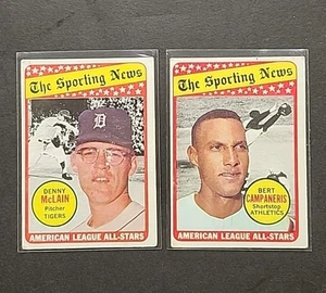 1969 Topps 423 Bert Campaneris AS & 1969 Topps 433 Denny McLain AS - Picture 1 of 4