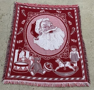 Santa Claus Tapestry Vintage Throw Blanket Red Jolly St Nick American Weavers - Picture 1 of 6