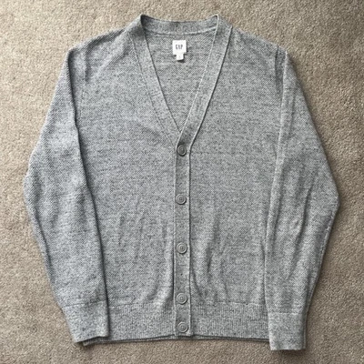 Cárdigan Gap Para Hombre Gris Medio Algodón Texturizado Ligero Preppy Abuelo Clásico Foto 1 de 4