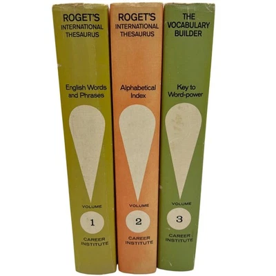 1970 Roget's Thesaurus 3-Volume Set w/ Index & Vocabulary Builder Career Inst - Image 1 of 4