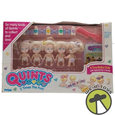 Quints Juego de 5 Muñecas Bebé Pequeñas con 5 Biberones 1990 Tyco No. 1551-1 Nuevo Foto 1 de 4