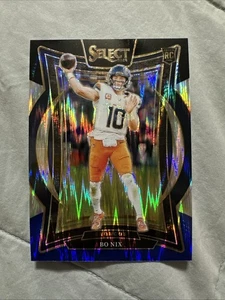 2024 Panini Select Rookie Bo Nix #30 Concourse Black & Blue Shock Prizm RC - Picture 1 of 2