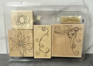 Stampin’ Up! DOODLE THIS 2007 Set Of 5 Mounted Stamps Unused - Picture 1 of 4
