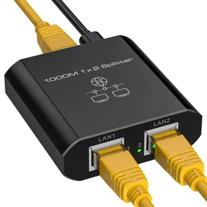 LAN Splitter 1 Auf 2 1000Mbps Ethernet LAN Switch 2Port Netzwerk WLAN Verteil... - Bild 1 von 7