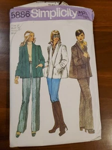 Vintage 70s Simplicity Sewing Pattern 5886 Pants Lined Jacket Size 14 Bust 36" - Picture 1 of 2