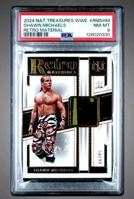 2024 Nat Treasures WWE Shawn Michaels Retro Material RMSHM 58/99 PSA 8 - Image 1 of 2