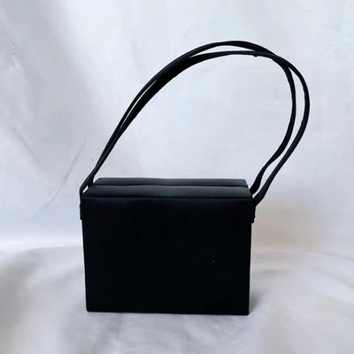 Vintage 1990s La Regale Black Satin Evening Bag Mini Purse Handbag - Image 1 of 4