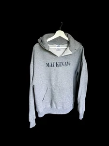 Vintage Mackinaw City Michigan Stencil Hoodie Sweatshirt Sz XL 90s Distressed - Picture 1 of 12