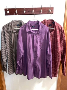 Men's Lot of 3 VAN HEUSEN STUDIO Long Sleeve Dress Shirts sz 2XLT Brown Red A13 - Picture 1 of 13