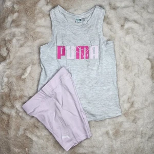 Puma Sportswear Camiseta sin mangas y bicicleta corta gris/rosa conjunto de 2 piezas niñas talla 6 nuevo con etiquetas - Imagen 1 de 6