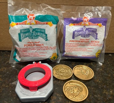 Power Rangers McDonalds 1995 Happy Meal Power Siren y 2 hebillas de cinturón Powermorpher Foto 1 de 4