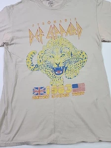 def leppard pyromania Tee Shirt Medium Tan Graphics 1983 Tour Reproduction - Bild 1 von 8