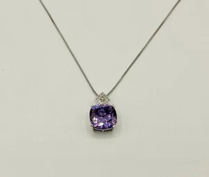 Beautiful 18kt White Gold Filled 10 ct Lab Created Purple Square Diamond Pendant - Picture 1 of 6