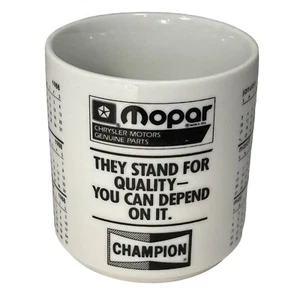 Mopar Chrysler Champion Coffee Mug, 1988 Calendar Black Font on White Ceramic - Picture 1 of 11
