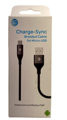 AT&T Charge-Sync Braided Cable For Android Micro-USB Black 4Ft. - Image 1 of 4