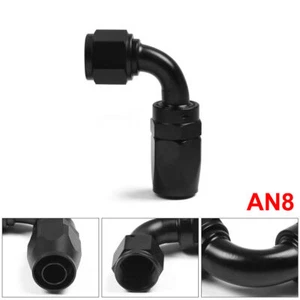 1pcs AN8 Aluminum Fittings 90 Degree Black Oil/Fuel/Swivel hose fittings - Afbeelding 1 van 7