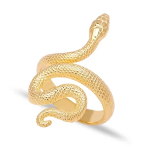 Snake Ring 925 Sterling Silver Gold Plated Serpent Ring - Picture 1 of 5